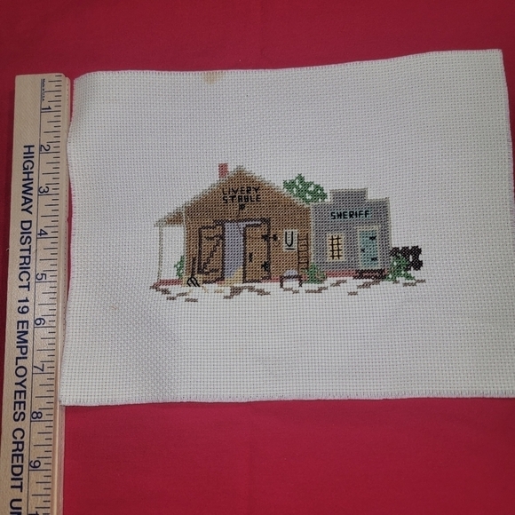 Cross-stitch "livery stable" & "sheriff " handmade just needs a frame. - Picture 2 of 3